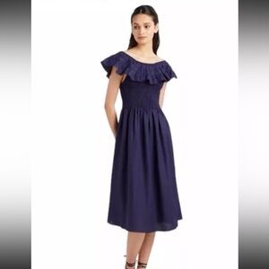 Hill House Women’s Akilah Linen Midi Nap Dress Navy Blue XS